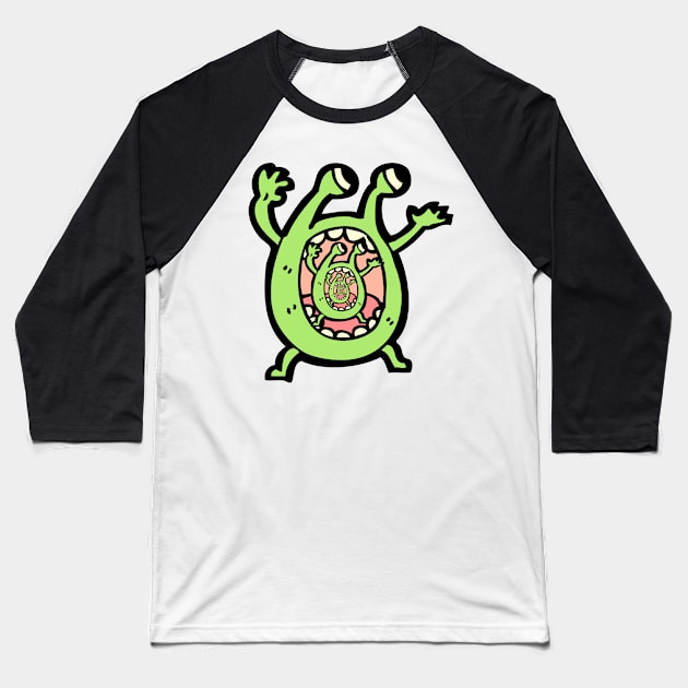 Alien stacking Baseball T-Shirt by Hamstersatwork